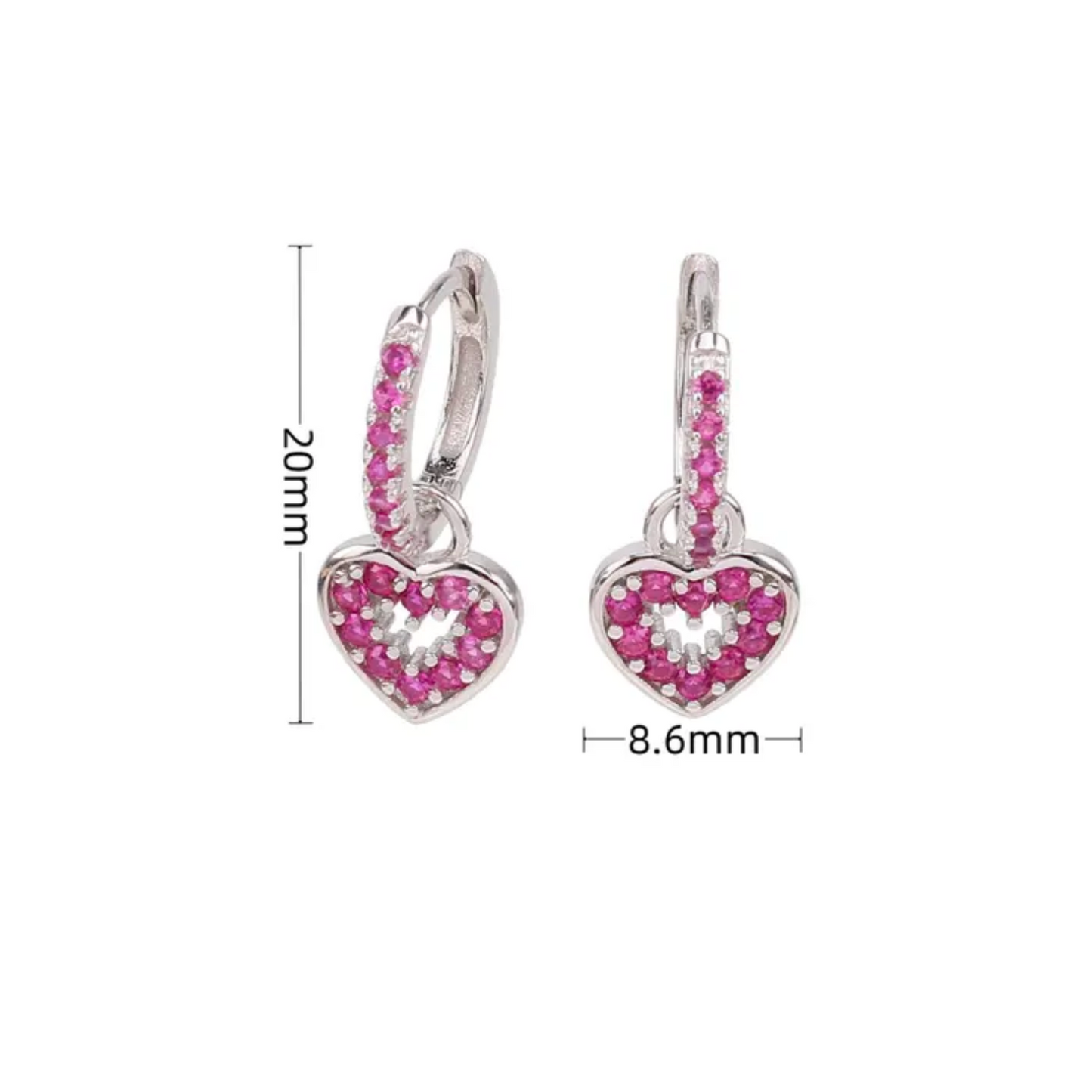 Heart Drop Dangle Girl hoop Earrings