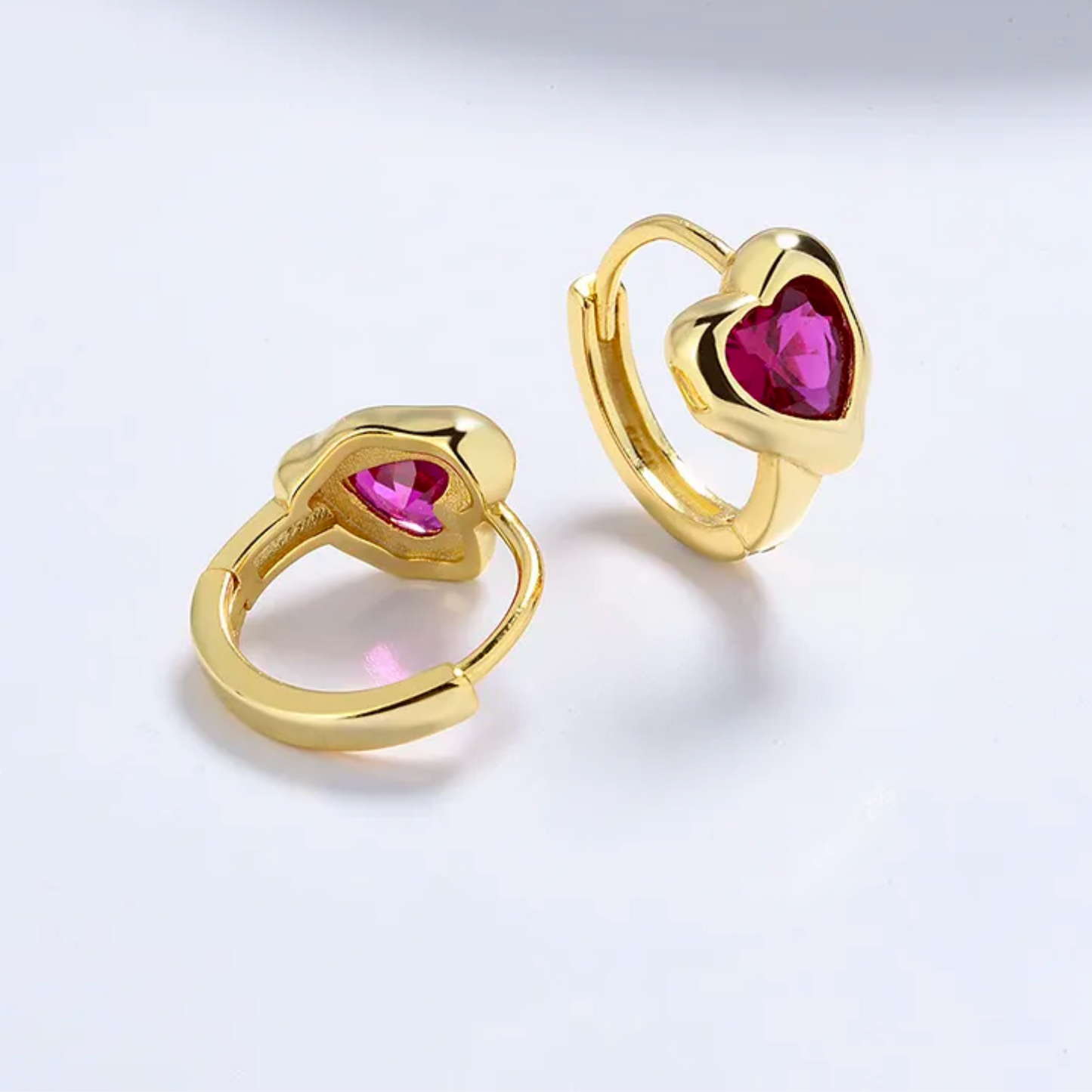 Little Lady Heart-shaped CZ Hoop Huggie