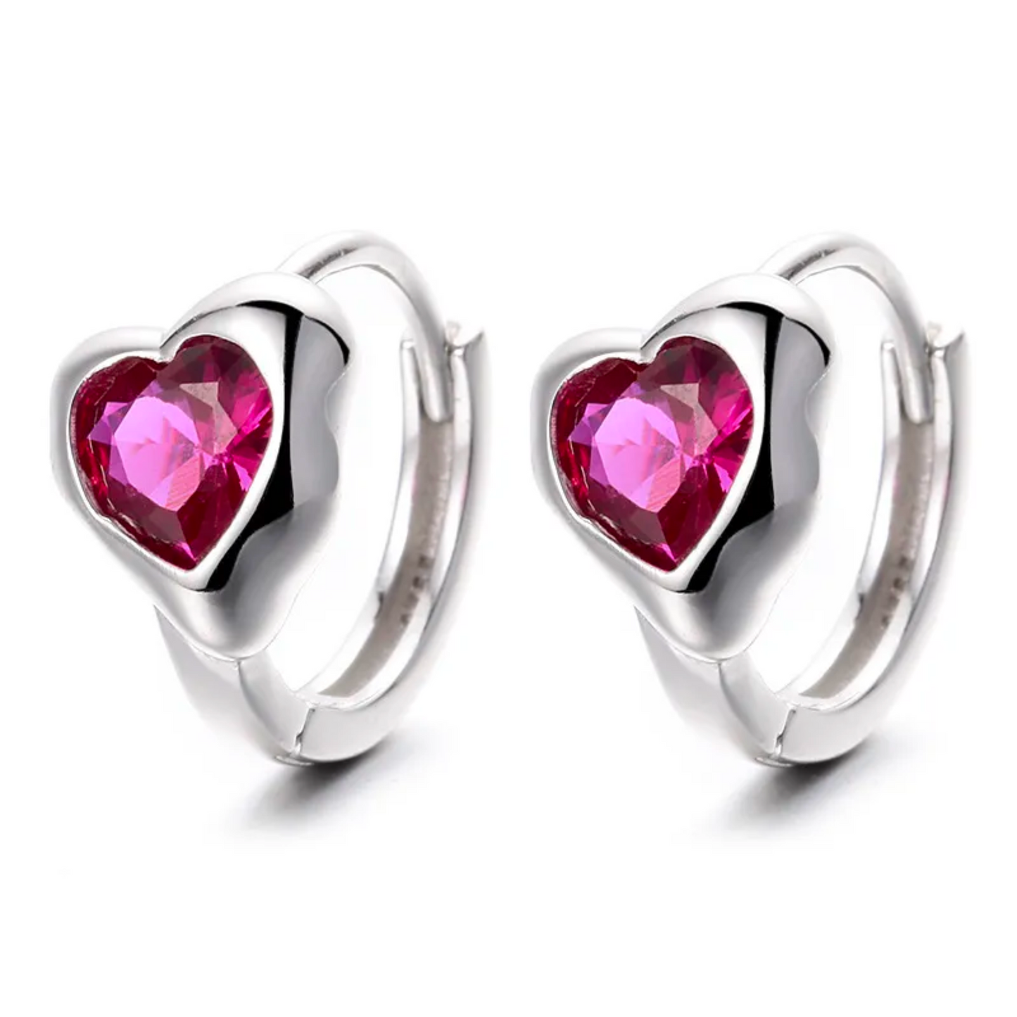 Little Lady Heart-shaped CZ Hoop Huggie