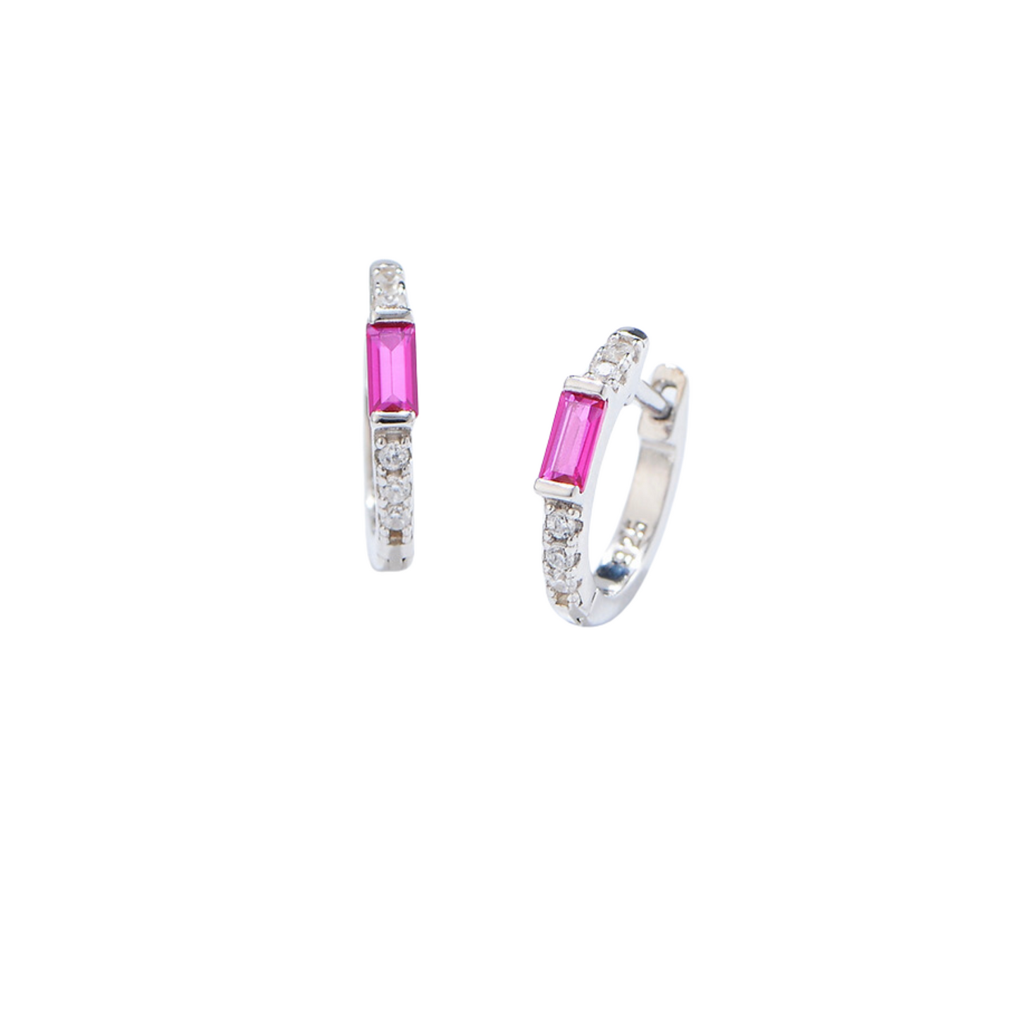 Baguette Cut Hoop Girl Earrings