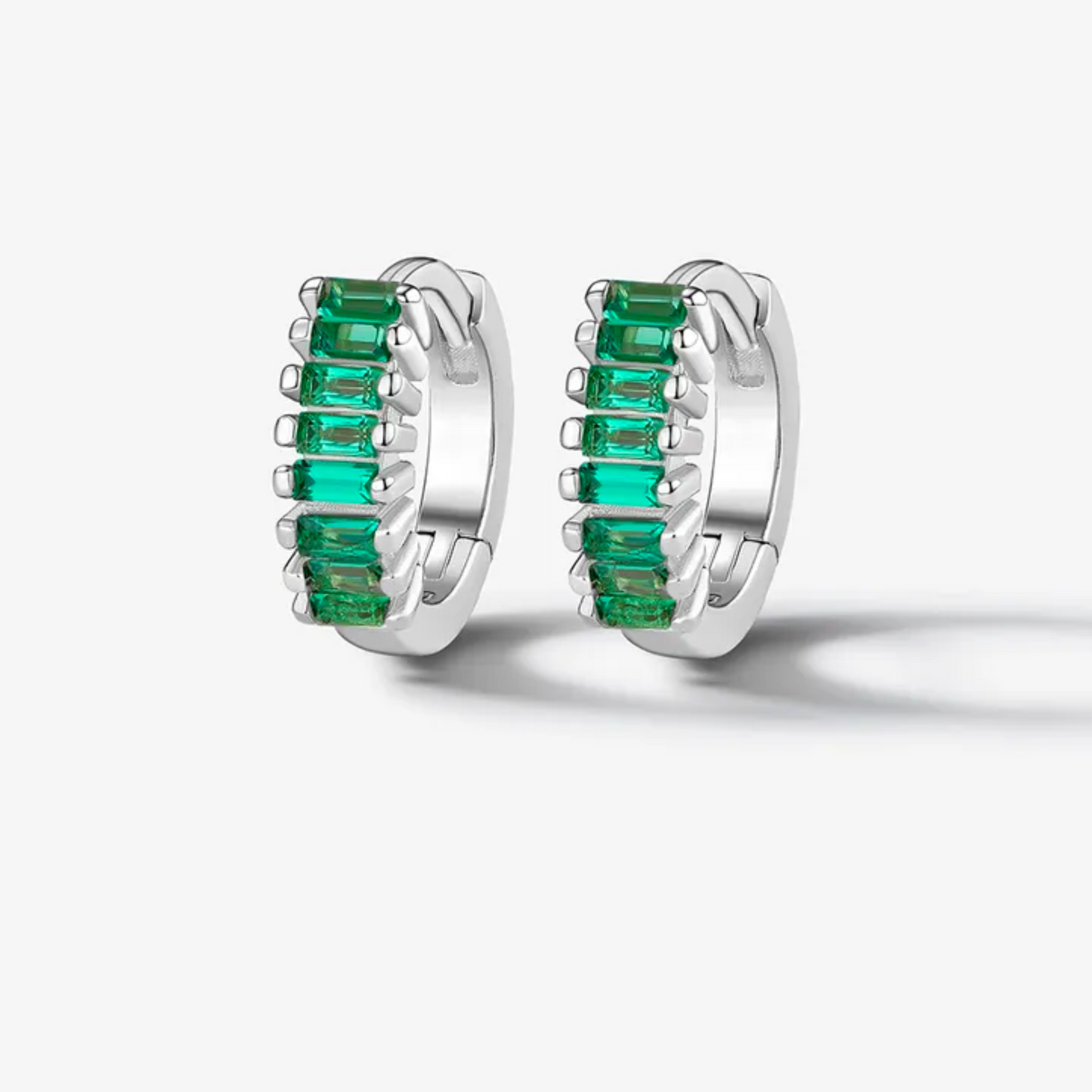 Pave Green Girl Hoop Earrings