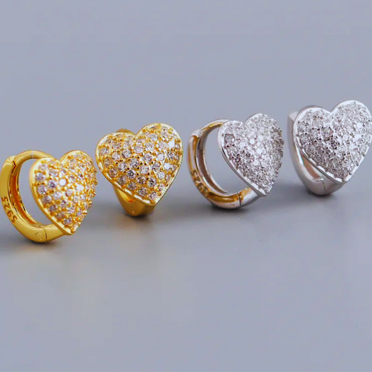 Sparkling Little Heart  Huggie Hoops