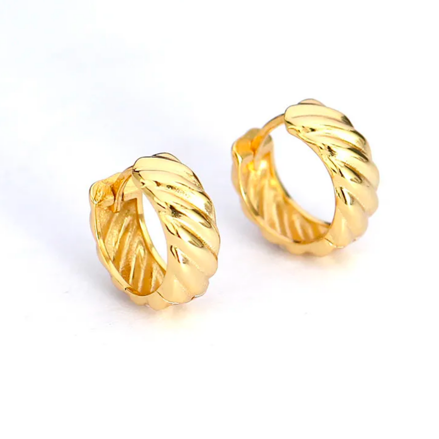 Round Twist Gold Hoop Girls Earrings