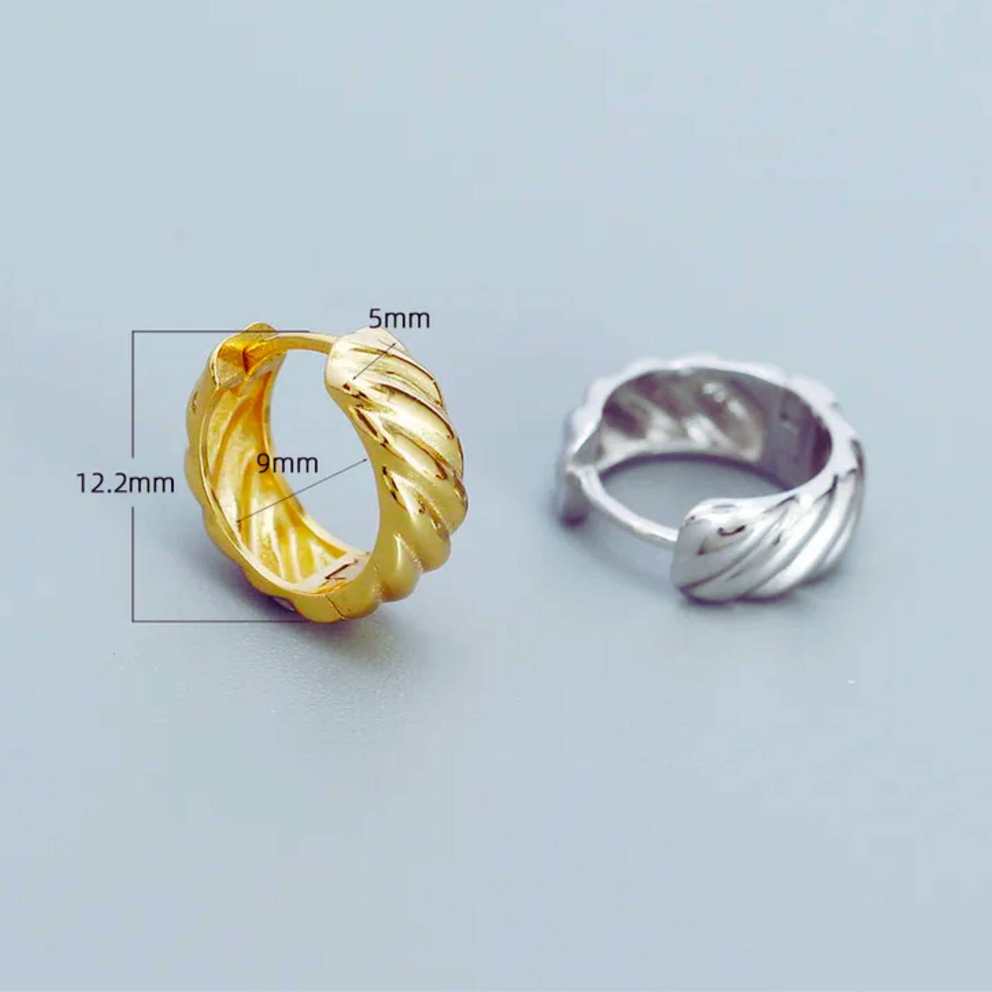 Round Twist Gold Hoop Girls Earrings