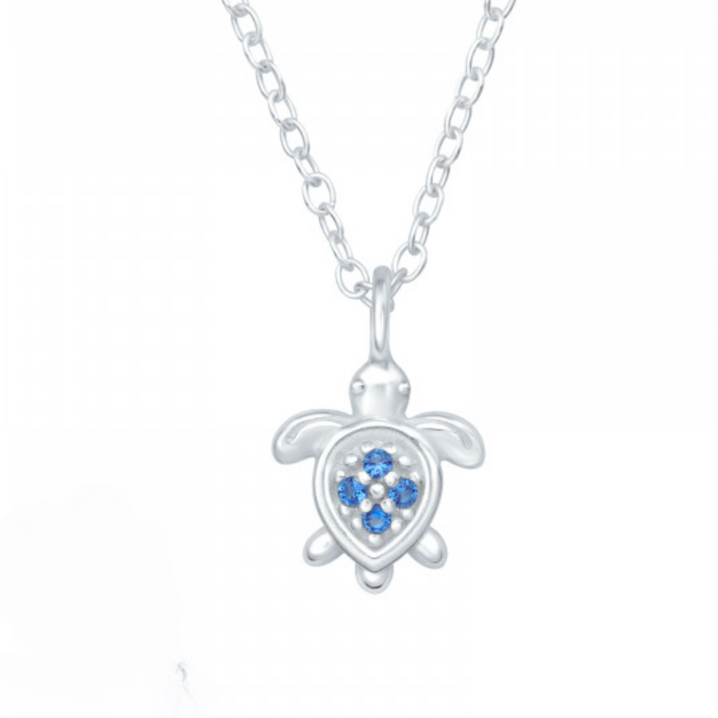 Blue Sparkly Turtle Children Necklace