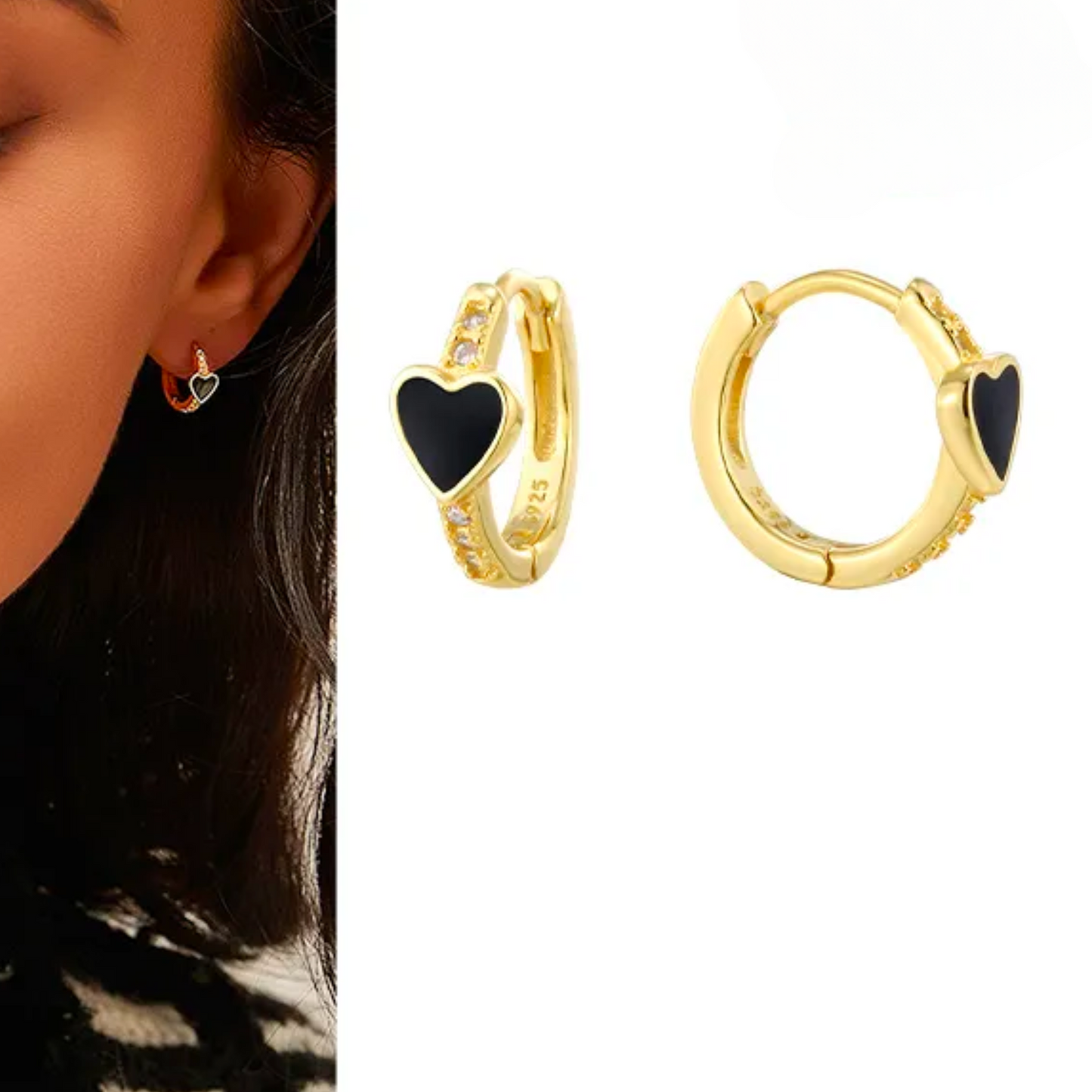 Solitaire Heart Girl Hoop Earrings