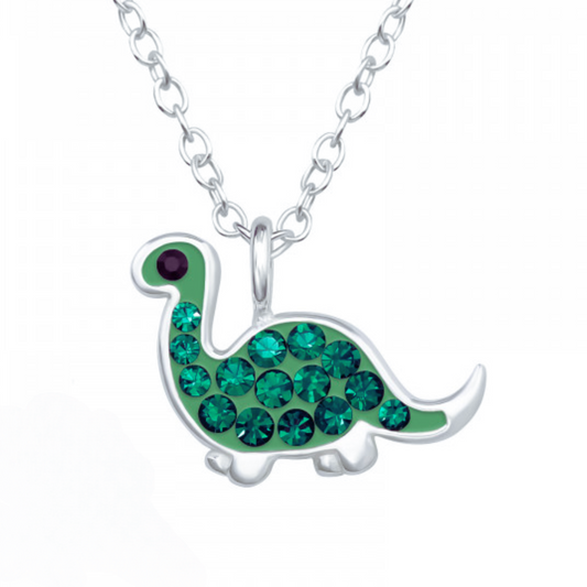 Green Sparkly Dino Children Necklace