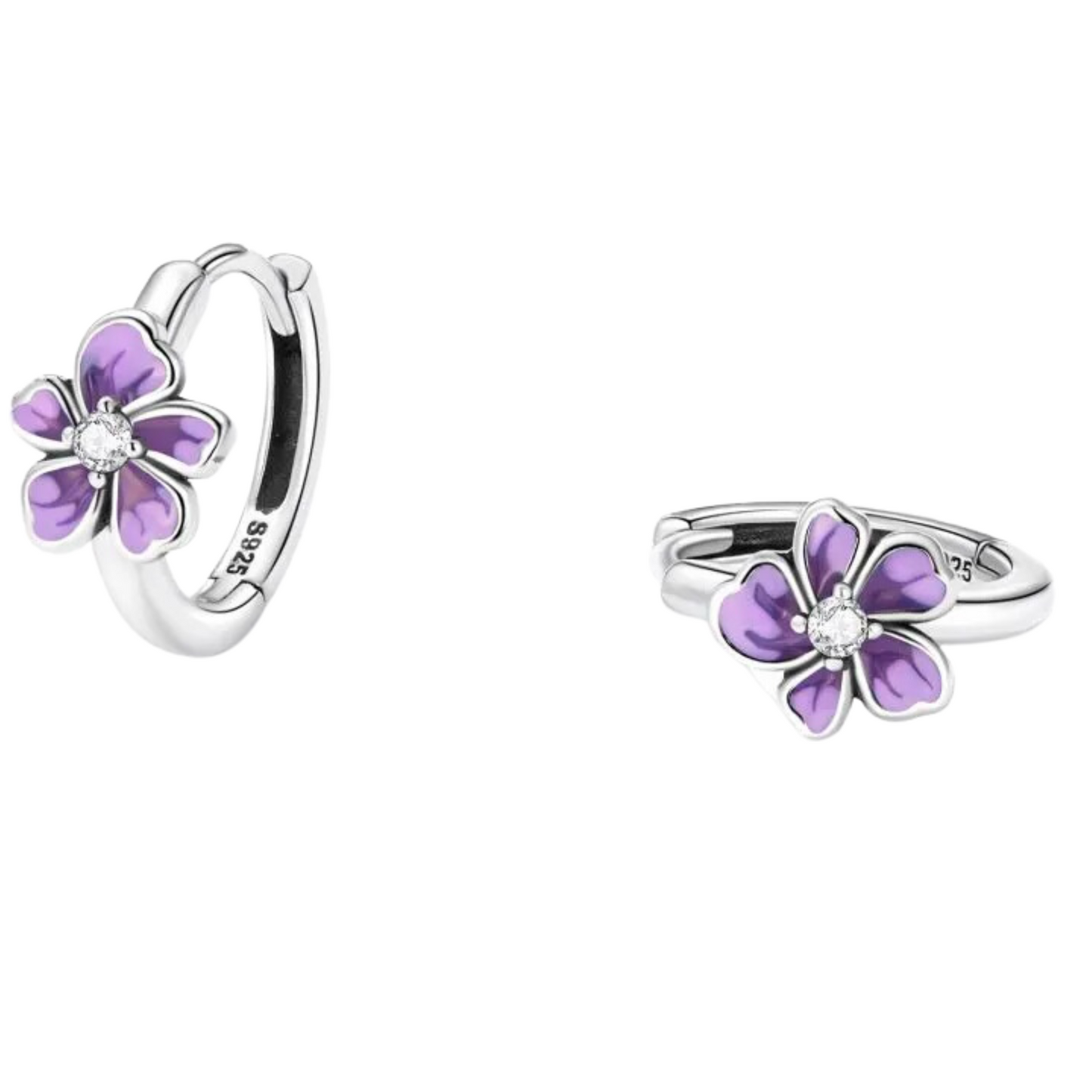 Viola Flower Girl Huggie Hoop Earrings